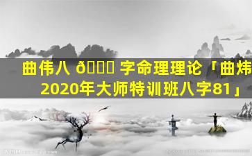 曲伟八 🐝 字命理理论「曲炜2020年大师特训班八字81」